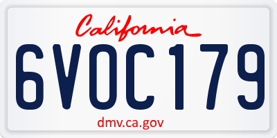 CA license plate 6VOC179