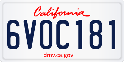 CA license plate 6VOC181