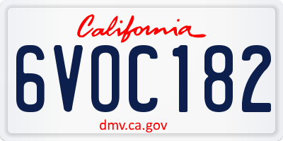 CA license plate 6VOC182