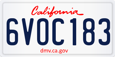 CA license plate 6VOC183