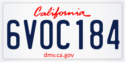 CA license plate 6VOC184