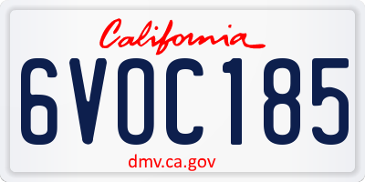 CA license plate 6VOC185