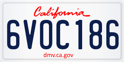 CA license plate 6VOC186