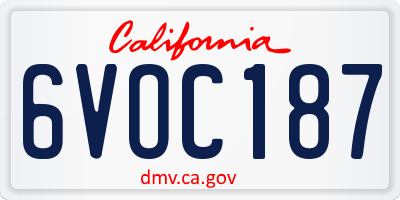 CA license plate 6VOC187