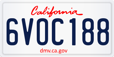 CA license plate 6VOC188