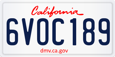 CA license plate 6VOC189