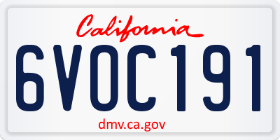 CA license plate 6VOC191