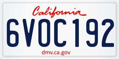 CA license plate 6VOC192