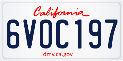 CA license plate 6VOC197