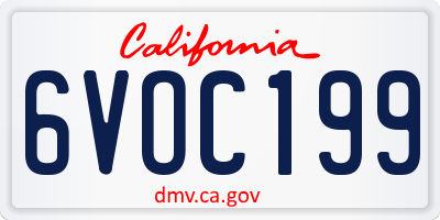 CA license plate 6VOC199
