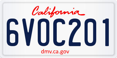 CA license plate 6VOC201