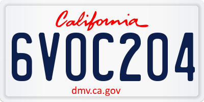 CA license plate 6VOC204