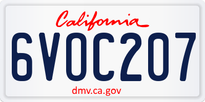 CA license plate 6VOC207