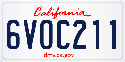 CA license plate 6VOC211