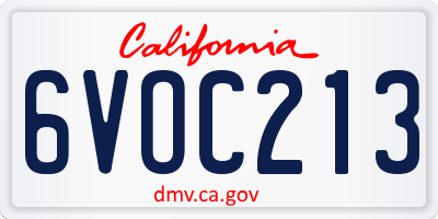 CA license plate 6VOC213
