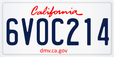 CA license plate 6VOC214