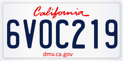 CA license plate 6VOC219