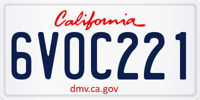 CA license plate 6VOC221