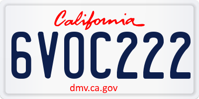 CA license plate 6VOC222