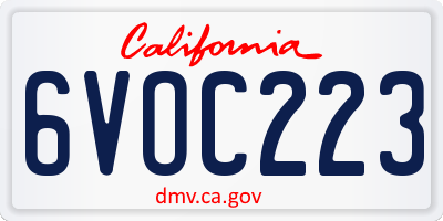 CA license plate 6VOC223
