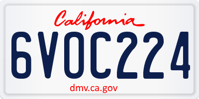 CA license plate 6VOC224