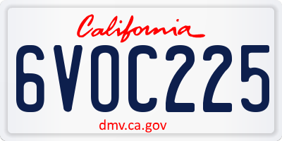 CA license plate 6VOC225
