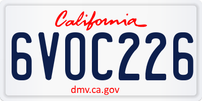 CA license plate 6VOC226