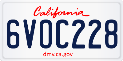 CA license plate 6VOC228