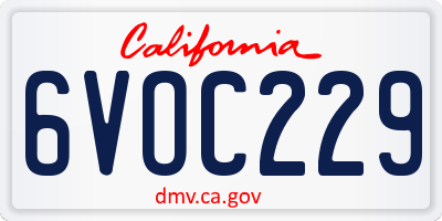 CA license plate 6VOC229