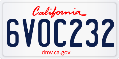 CA license plate 6VOC232