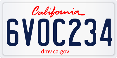 CA license plate 6VOC234