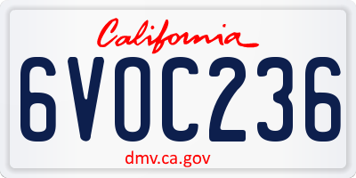 CA license plate 6VOC236