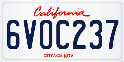 CA license plate 6VOC237