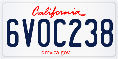 CA license plate 6VOC238
