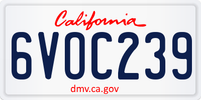 CA license plate 6VOC239