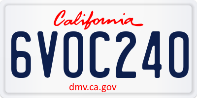 CA license plate 6VOC240