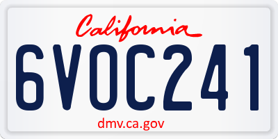 CA license plate 6VOC241