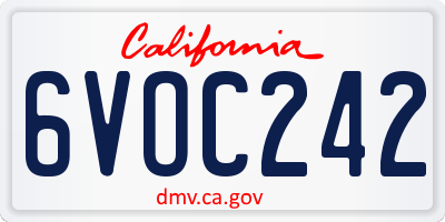 CA license plate 6VOC242