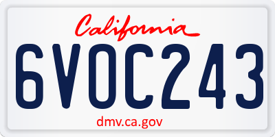 CA license plate 6VOC243