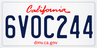 CA license plate 6VOC244