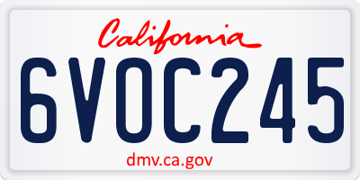 CA license plate 6VOC245