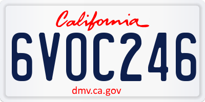 CA license plate 6VOC246