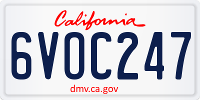 CA license plate 6VOC247