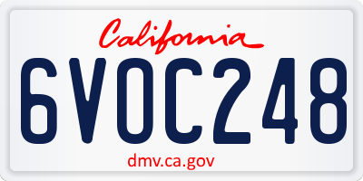CA license plate 6VOC248