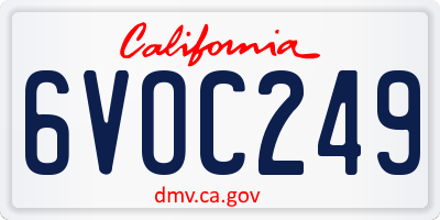 CA license plate 6VOC249