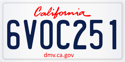 CA license plate 6VOC251