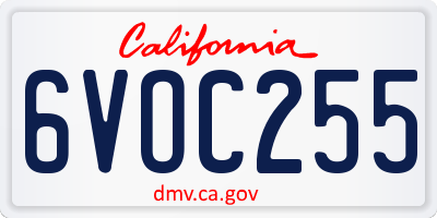 CA license plate 6VOC255