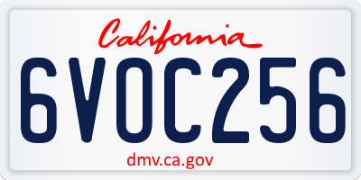 CA license plate 6VOC256