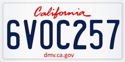 CA license plate 6VOC257