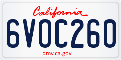 CA license plate 6VOC260